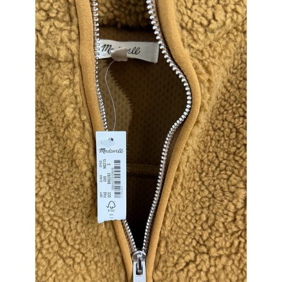 NEW Madewell Brown Faux Shearling Half Zip Pullover Sweater Size Small S NWT - Picture 2 of 2